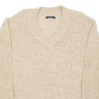 MARC O'POLO Womens Jumper Beige V-Neck Open Knit XS