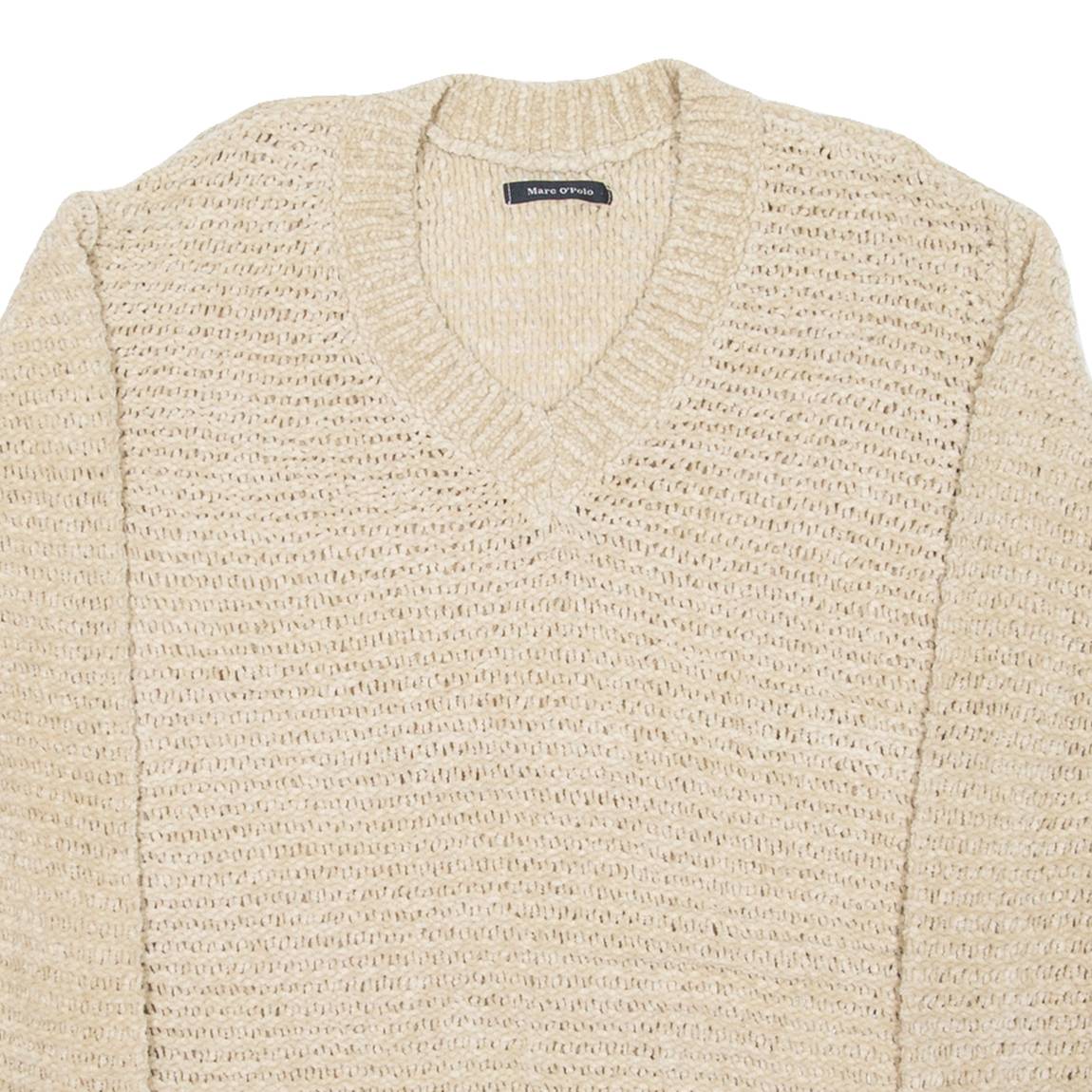 MARC O'POLO Womens Jumper Beige V-Neck Open Knit XS