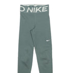 NIKE Womens Leggings Green Slim Skinny XXS W22 L26 Swoosh Logo Sports Gymwear