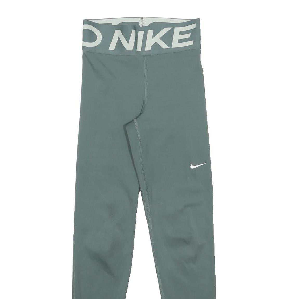 NIKE Womens Leggings Green Slim Skinny XXS W22 L26 Swoosh Logo Sports Gymwear