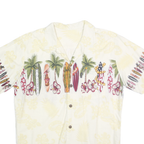 PALMWAVE Mens Cream & Multi Surfboard Print Rayon Shirt M Hawaiian Casual Summer