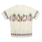 PALMWAVE Mens Cream & Multi Surfboard Print Rayon Shirt M Hawaiian Casual Summer
