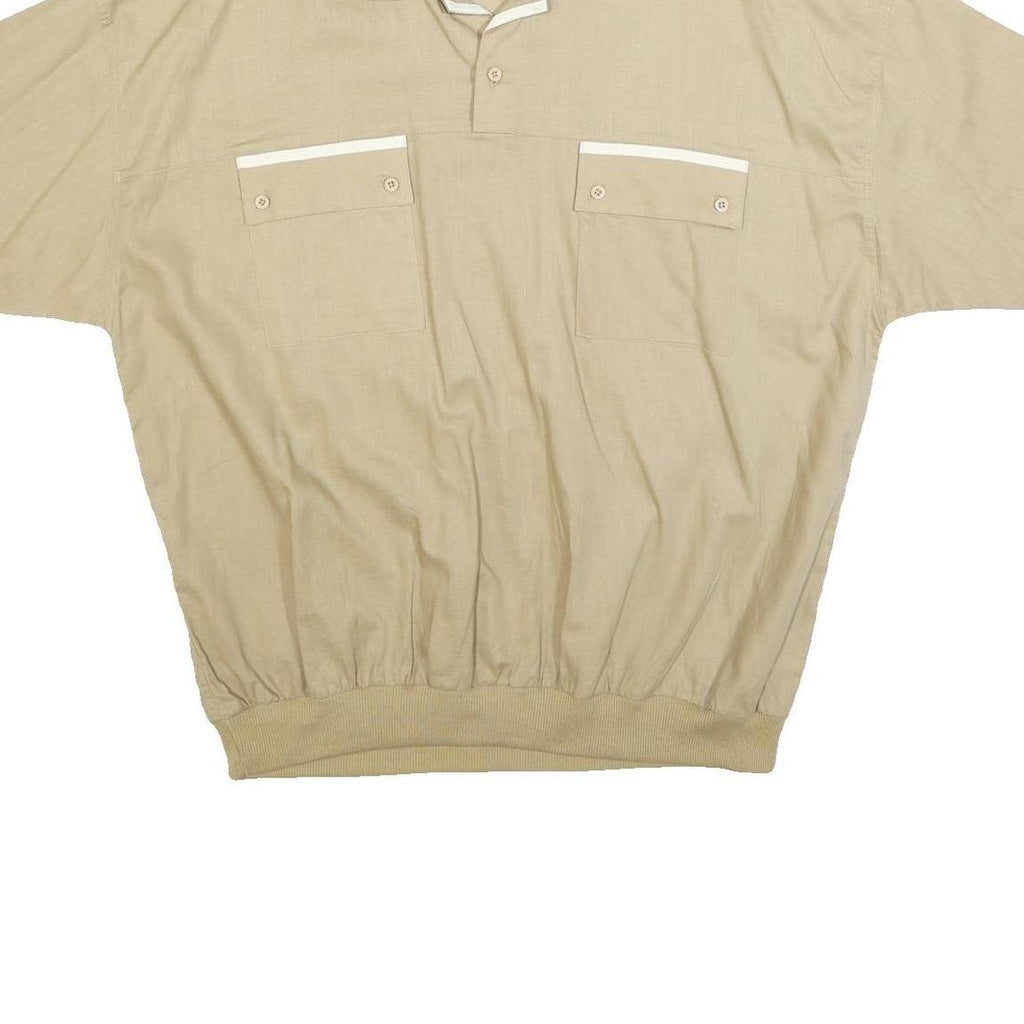 CANDA Mens Beige Short Sleeve Plain XL Cotton Blend Polo Shirt Casual Relaxed