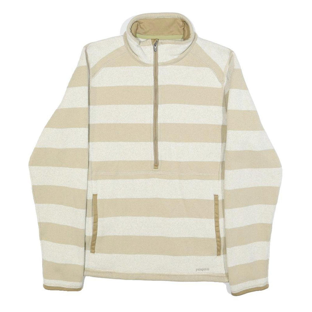 PATAGONIA Womens Beige & Cream Striped Plain Half Zip Pullover Regular Fit M