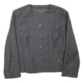 Onnochiaro Womens Grey Wool Blend Button Jacket S Check Pattern