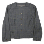 Onnochiaro Womens Grey Wool Blend Button Jacket S Check Pattern
