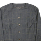Onnochiaro Womens Grey Wool Blend Button Jacket S Check Pattern