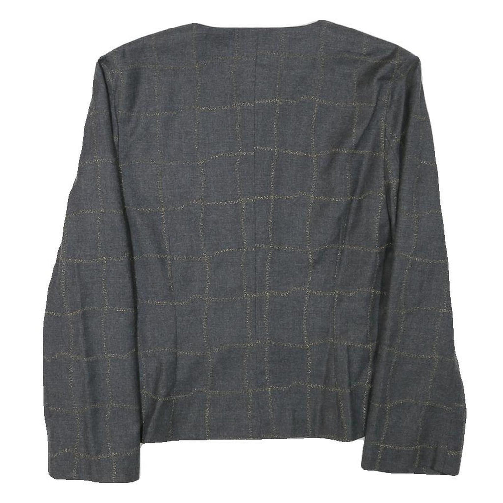 Onnochiaro Womens Grey Wool Blend Button Jacket S Check Pattern