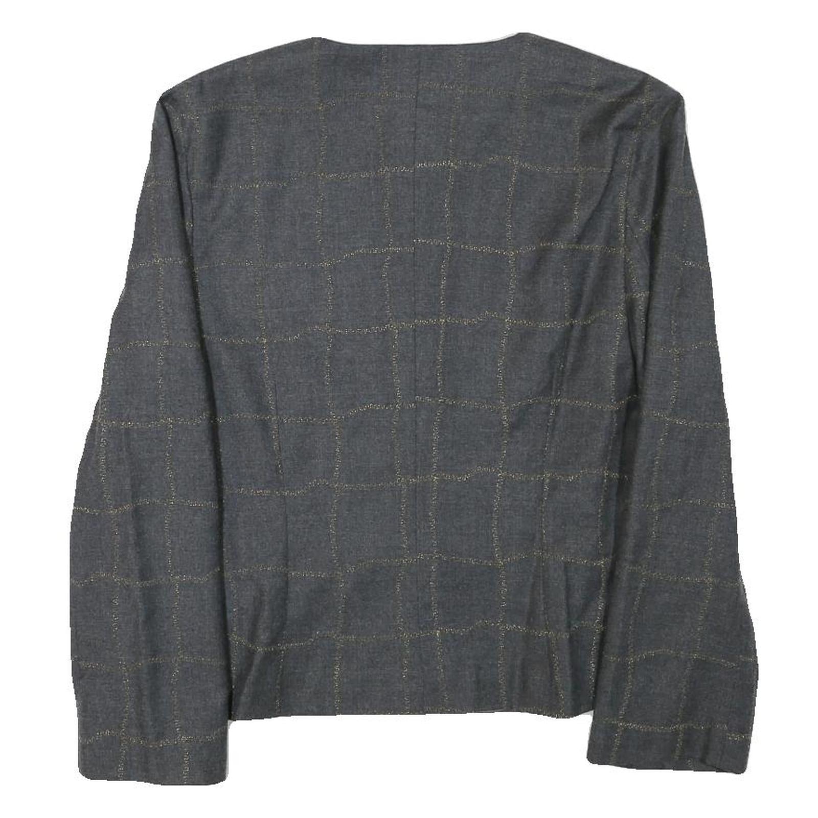 Onnochiaro Womens Grey Wool Blend Button Jacket S Check Pattern