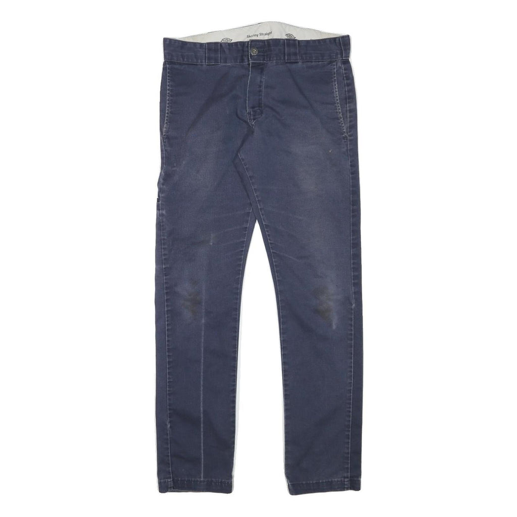 DICKIES Mens Slim Blue Trousers W32 L31 Workwear Zip Pocket Casual