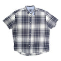 TOMMY HILFIGER Mens Blue & Grey Check Shirt XL Button Short Sleeve Casual