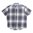 TOMMY HILFIGER Mens Blue & Grey Check Shirt XL Button Short Sleeve Casual