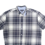 TOMMY HILFIGER Mens Blue & Grey Check Shirt XL Button Short Sleeve Casual