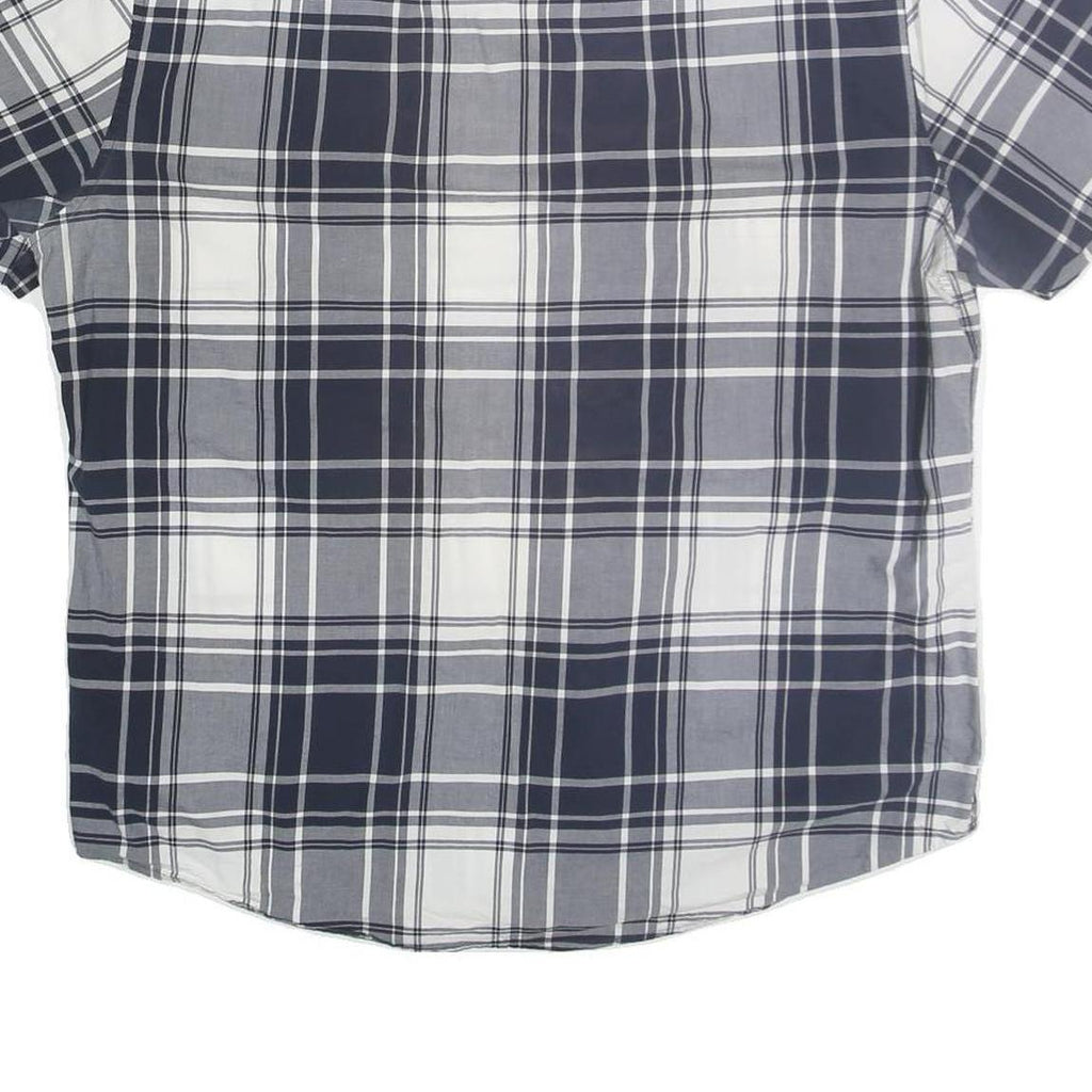 TOMMY HILFIGER Mens Blue & Grey Check Shirt XL Button Short Sleeve Casual