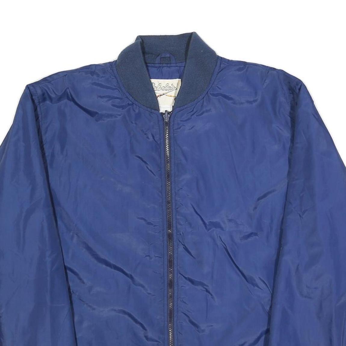 CABELA'S Mens Blue Bomber Jacket L Polyester Zip Plain Lightweight Outdoor