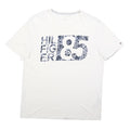 TOMMY HILFIGER Mens White Graphic T-Shirt XL Short Sleeve Crew Neck Cotton