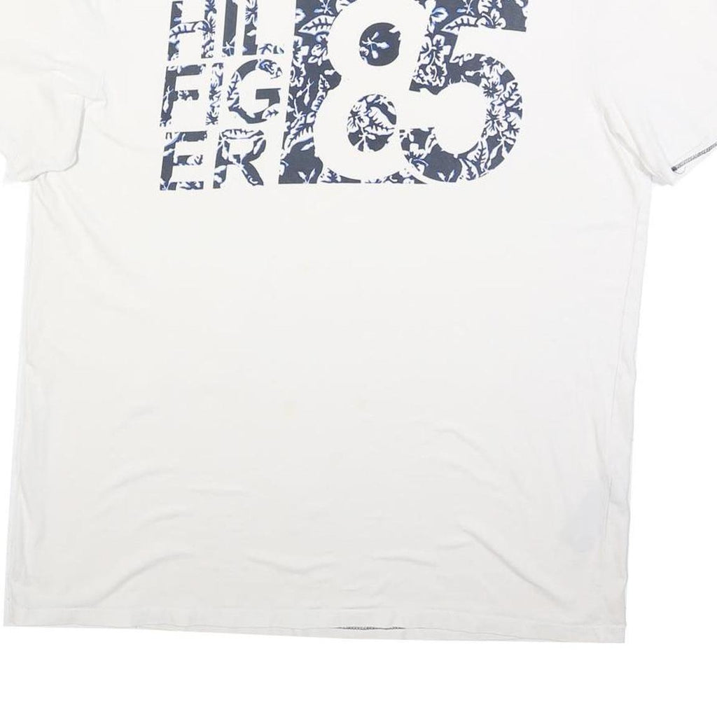 TOMMY HILFIGER Mens White Graphic T-Shirt XL Short Sleeve Crew Neck Cotton