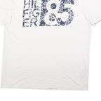 TOMMY HILFIGER Mens White Graphic T-Shirt XL Short Sleeve Crew Neck Cotton