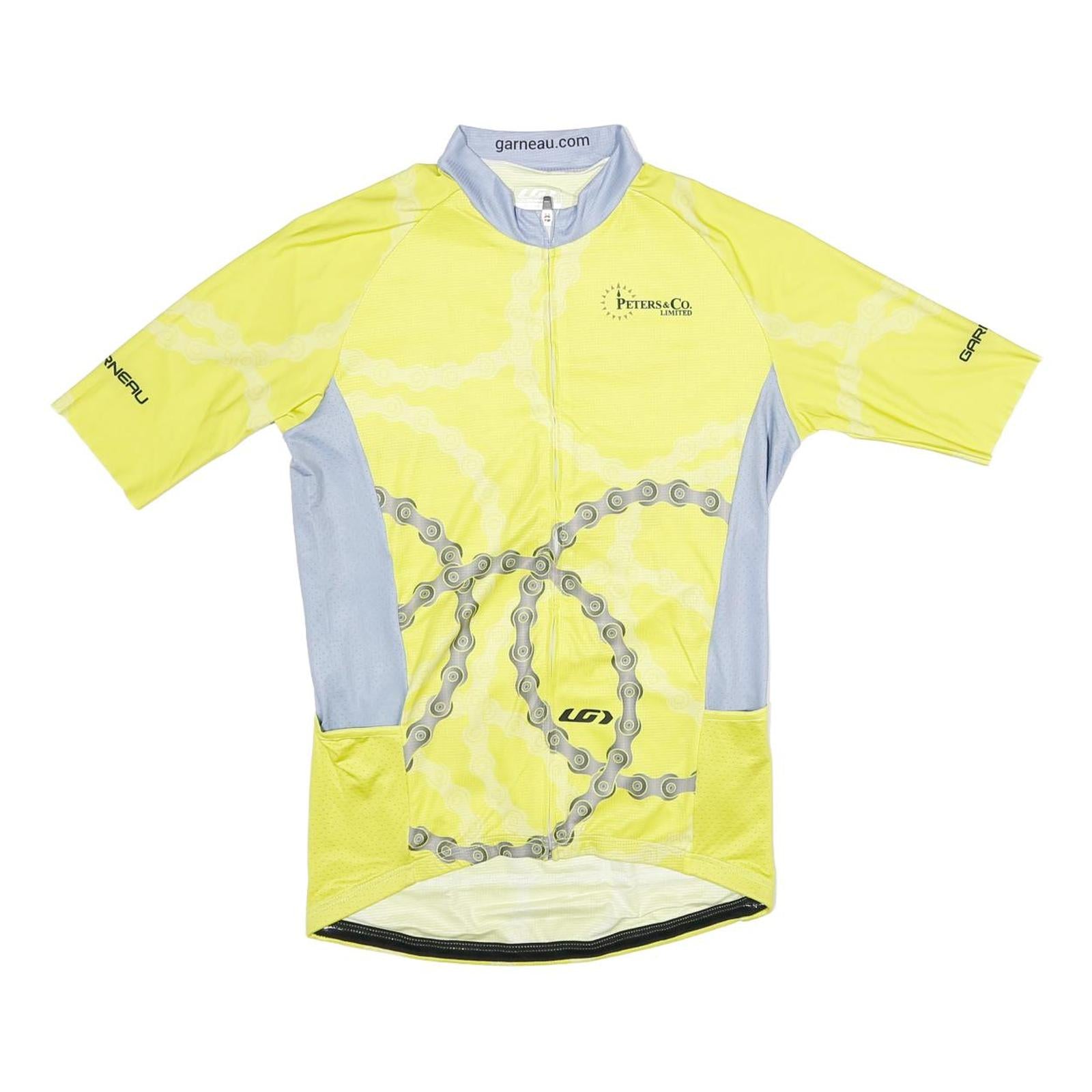 LOUIS GARNEAU Mens Yellow & Grey Cycling Jersey L Short Sleeve Crew Neck