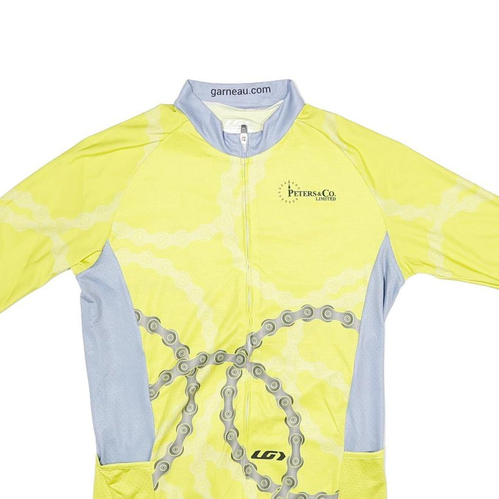LOUIS GARNEAU Mens Yellow & Grey Cycling Jersey L Short Sleeve Crew Neck