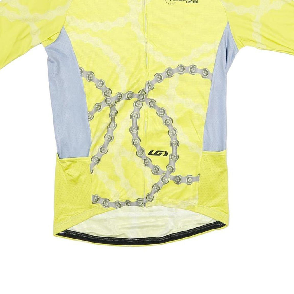 LOUIS GARNEAU Mens Yellow & Grey Cycling Jersey L Short Sleeve Crew Neck