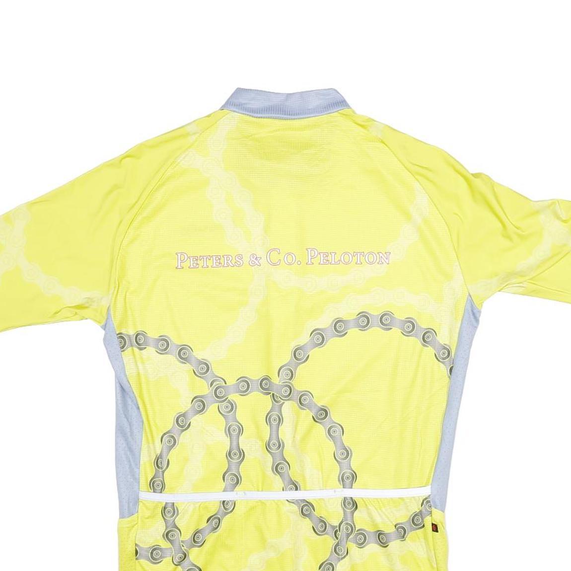 LOUIS GARNEAU Mens Yellow & Grey Cycling Jersey L Short Sleeve Crew Neck
