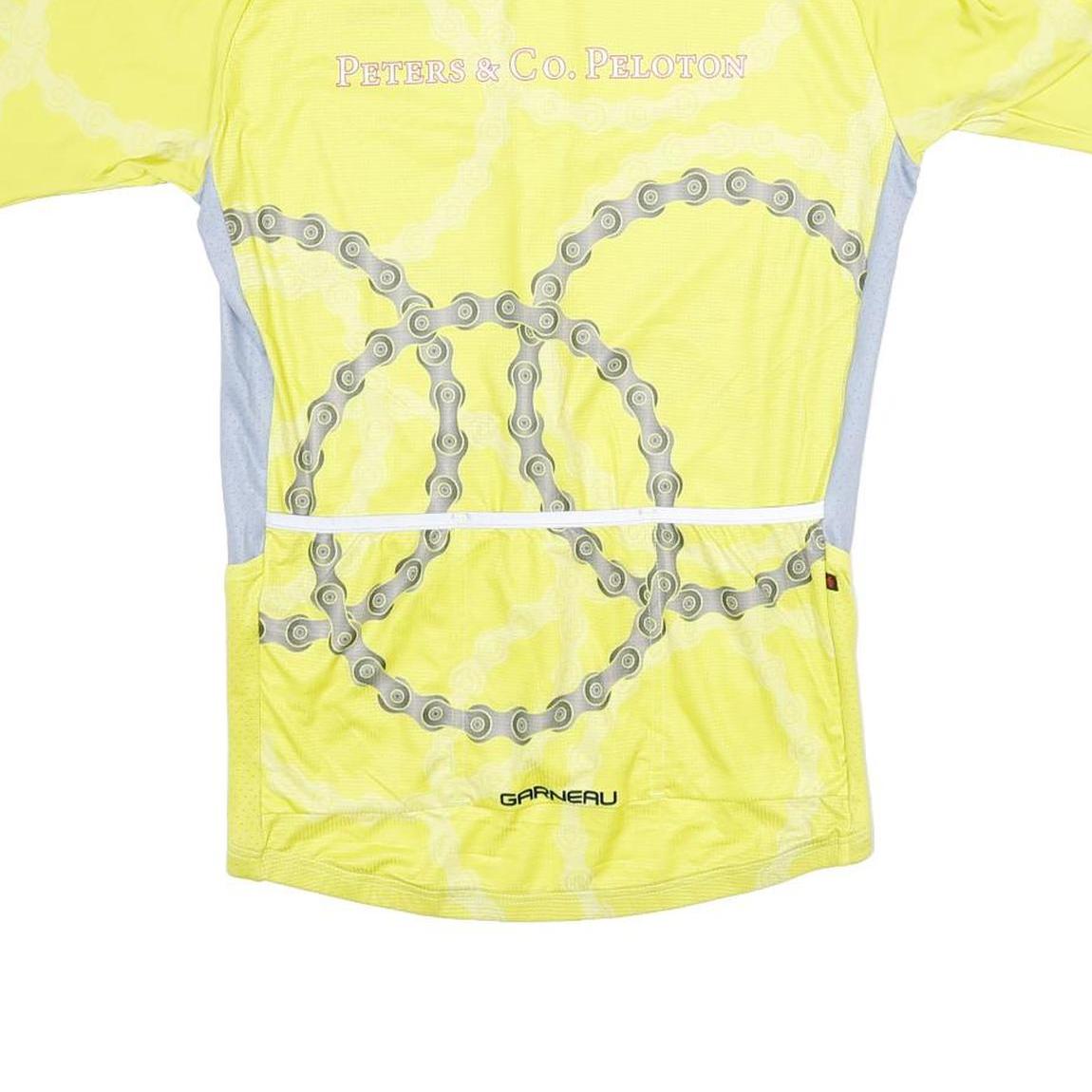 LOUIS GARNEAU Mens Yellow & Grey Cycling Jersey L Short Sleeve Crew Neck
