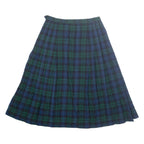MS.SERO Womens Pleated Skirt Green Midi Wool Check UK 10