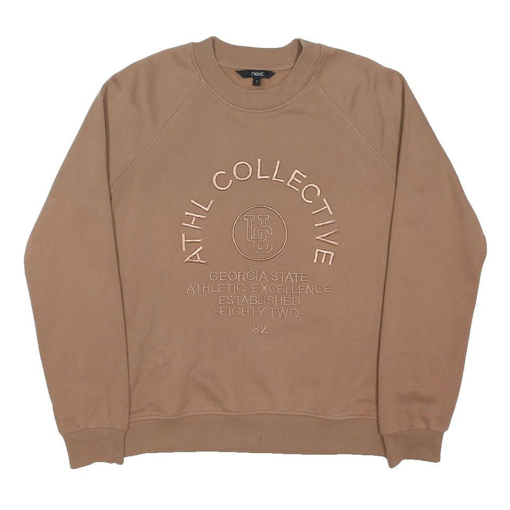 NEXT Womens Beige Athl Collective Cotton Blend Sweatshirt S Crew Neck Casual