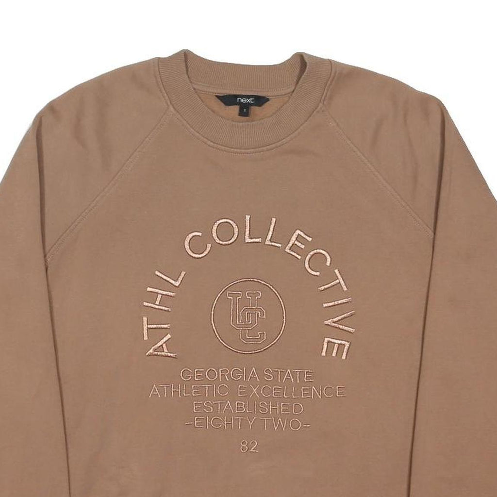 NEXT Womens Beige Athl Collective Cotton Blend Sweatshirt S Crew Neck Casual