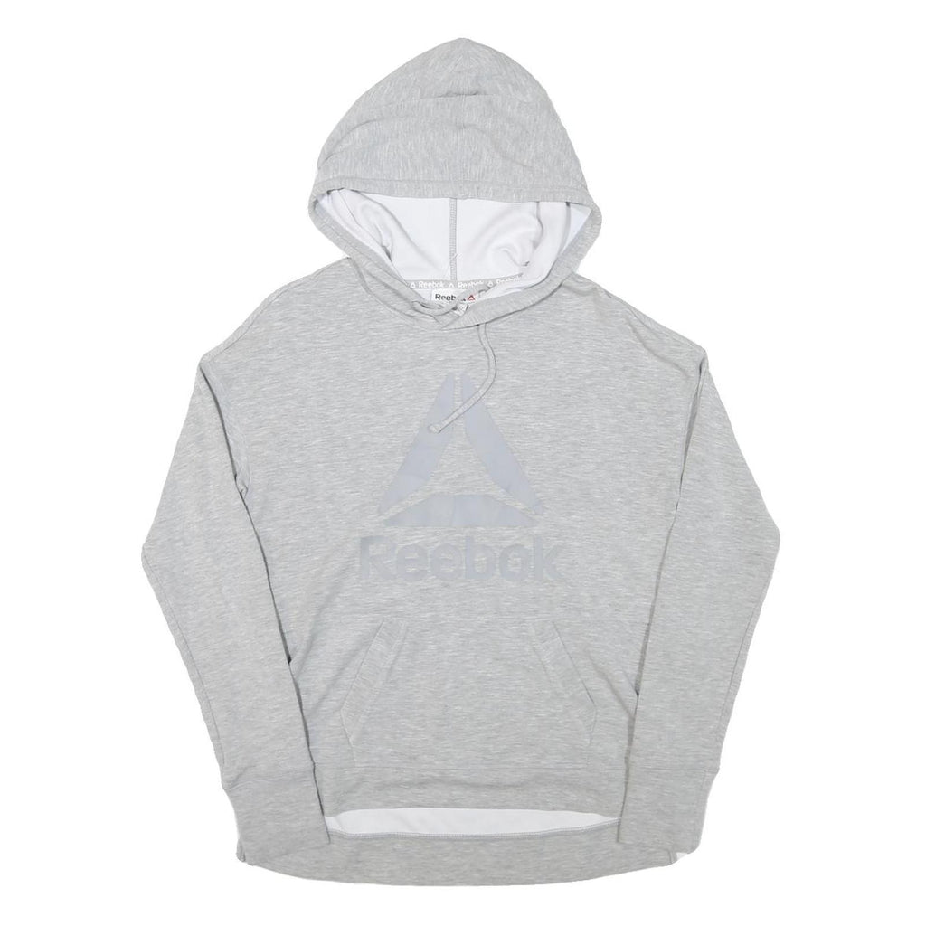REEBOK Womens Grey Hoodie XS Lightweight Logo Pullover Sweatshirt