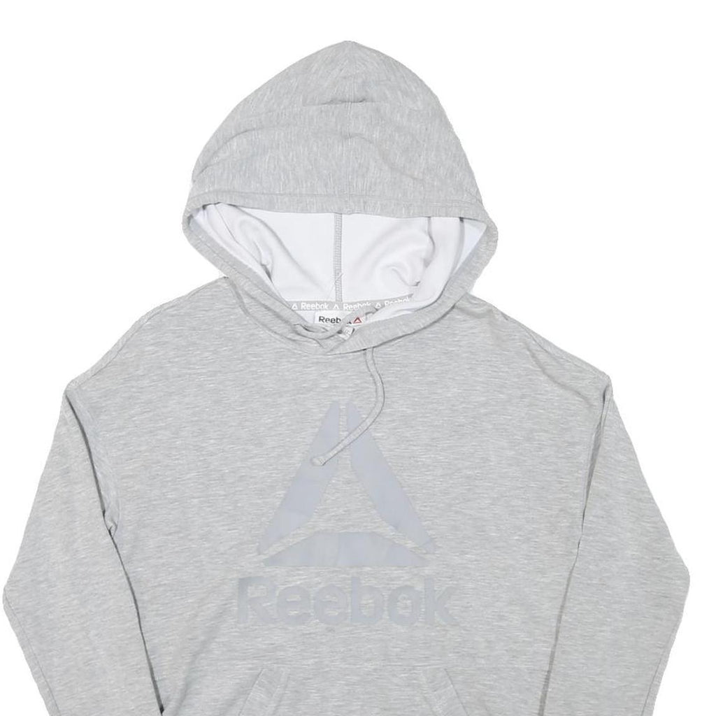 REEBOK Womens Grey Hoodie XS Lightweight Logo Pullover Sweatshirt