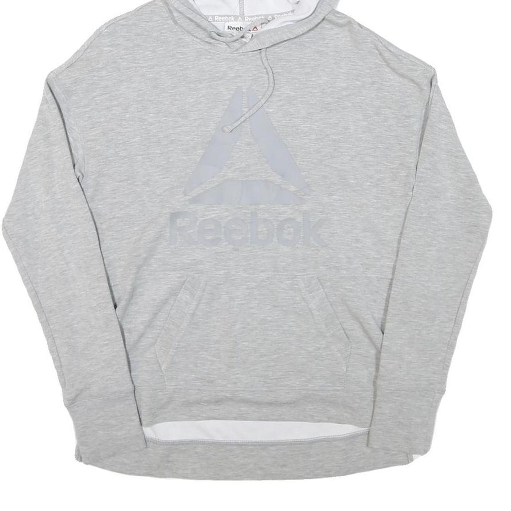 REEBOK Womens Grey Hoodie XS Lightweight Logo Pullover Sweatshirt