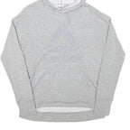 REEBOK Womens Grey Hoodie XS Lightweight Logo Pullover Sweatshirt