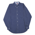 TOMMY HILFIGER Mens Blue & White Patterned Cotton Blend Shirt M Button-Down