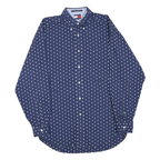 TOMMY HILFIGER Mens Blue & White Patterned Cotton Blend Shirt M Button-Down