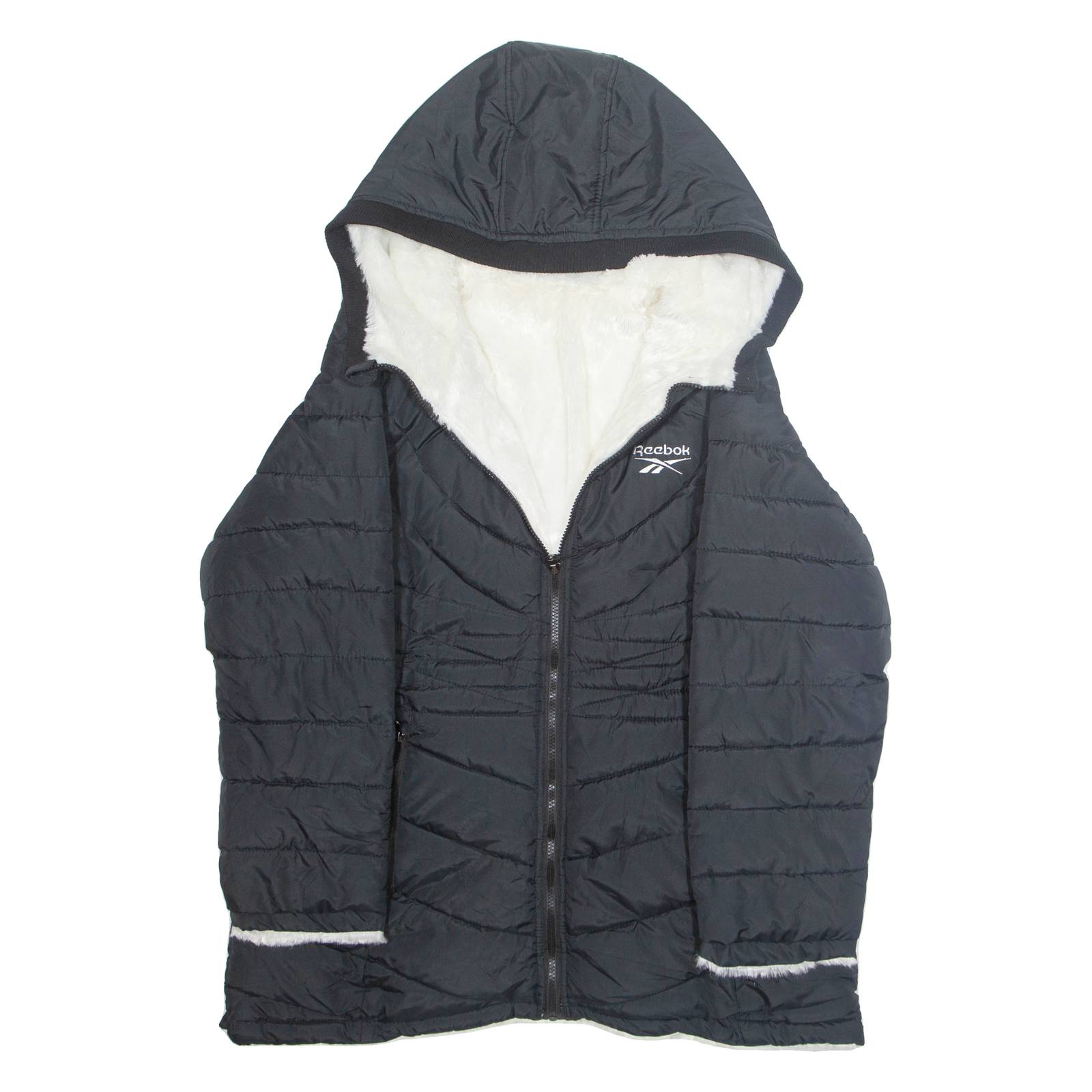 REEBOK Womens Parka Coat Black Hooded L