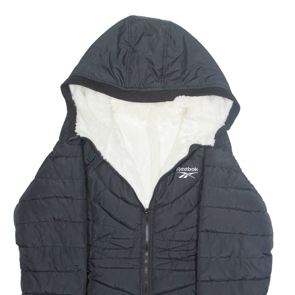 REEBOK Womens Parka Coat Black Hooded L