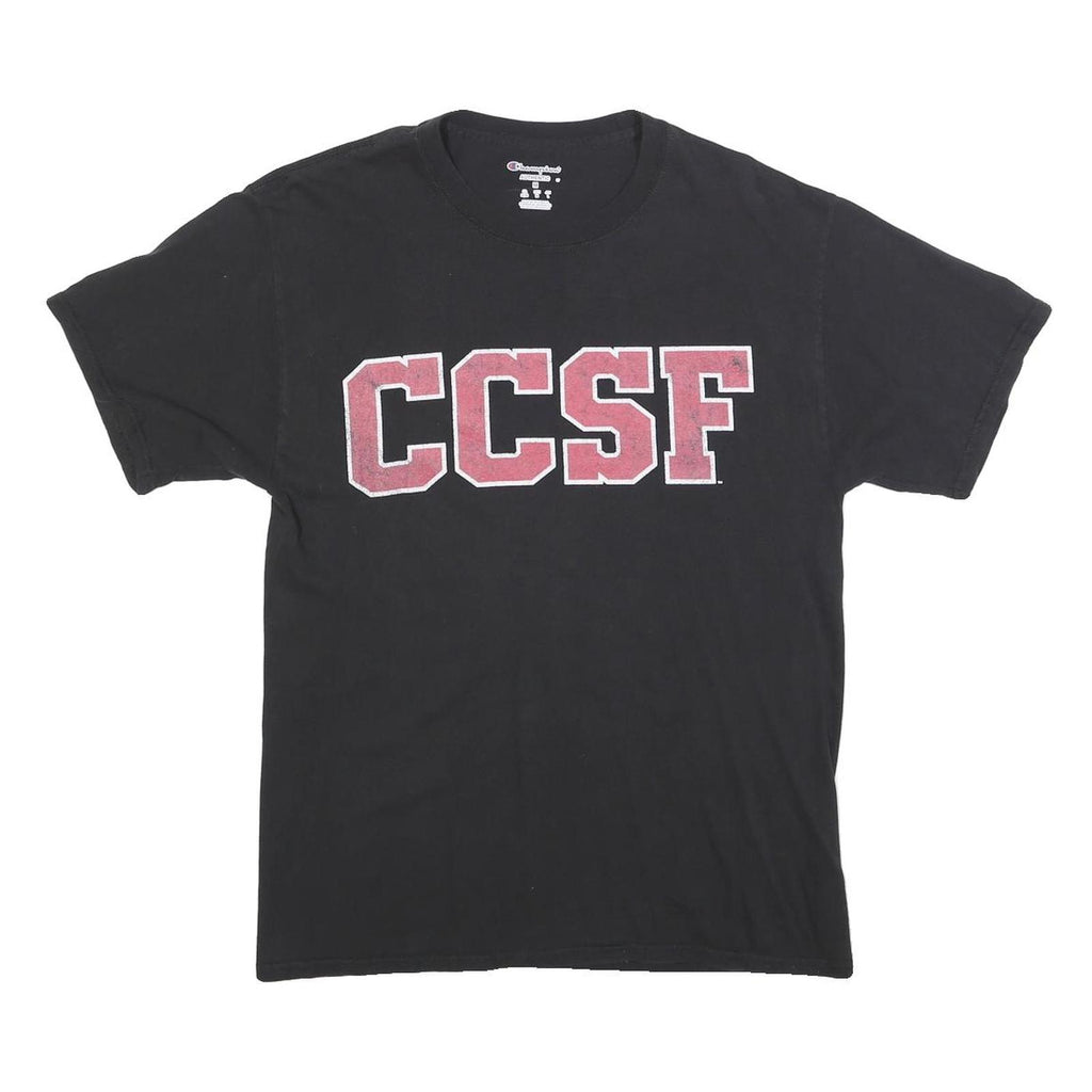 CHAMPION Mens Black CCSF Graphic T-Shirt M Short Sleeve Crew Neck Cotton Blend