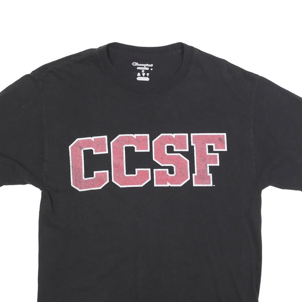 CHAMPION Mens Black CCSF Graphic T-Shirt M Short Sleeve Crew Neck Cotton Blend