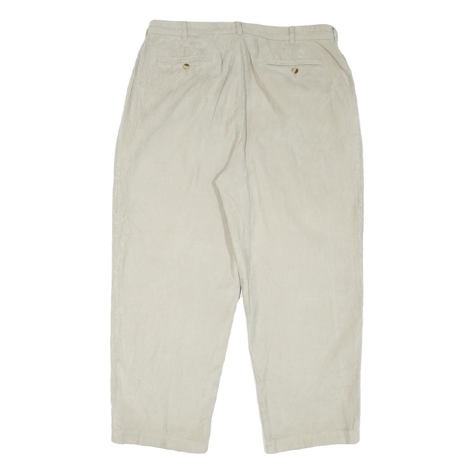 TOMMY HILFIGER Mens Cotton Blend Beige Regular Straight Trousers W38 L30 Classic
