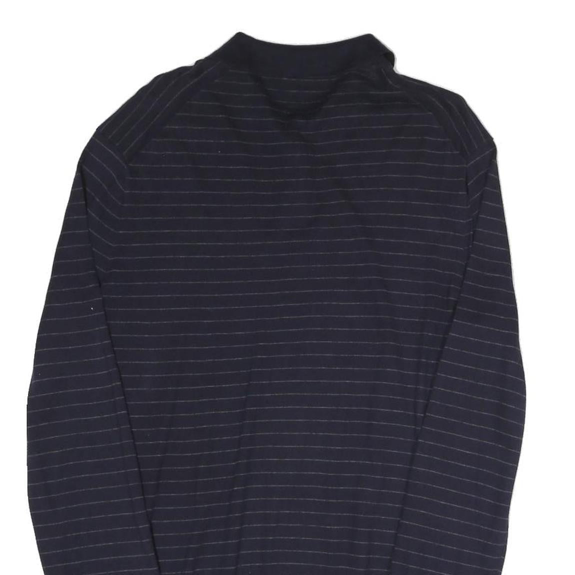 POLO RALPH LAUREN Mens Navy Blue Patterned Polo Neck Jumper Basic Knit S Stripe