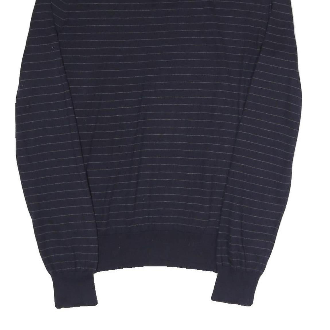 POLO RALPH LAUREN Mens Navy Blue Patterned Polo Neck Jumper Basic Knit S Stripe