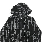 CHAMPION Mens Black Hoodie XS All Over Logo Print Pullover Zip Hoodie