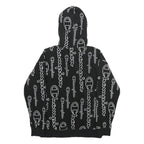 CHAMPION Mens Black Hoodie XS All Over Logo Print Pullover Zip Hoodie