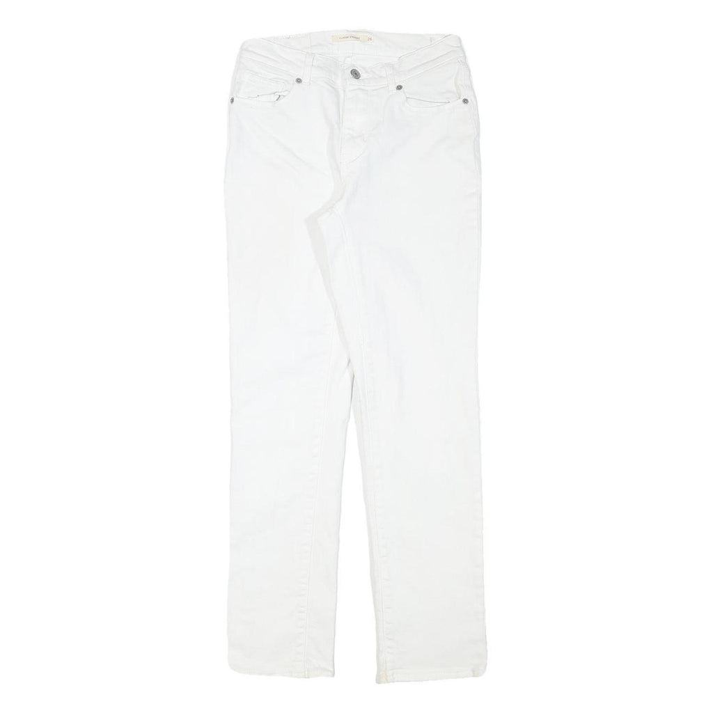 LEVI'S Womens White Regular Fit Straight Denim Jeans W25 L27 Cotton Blend Zip