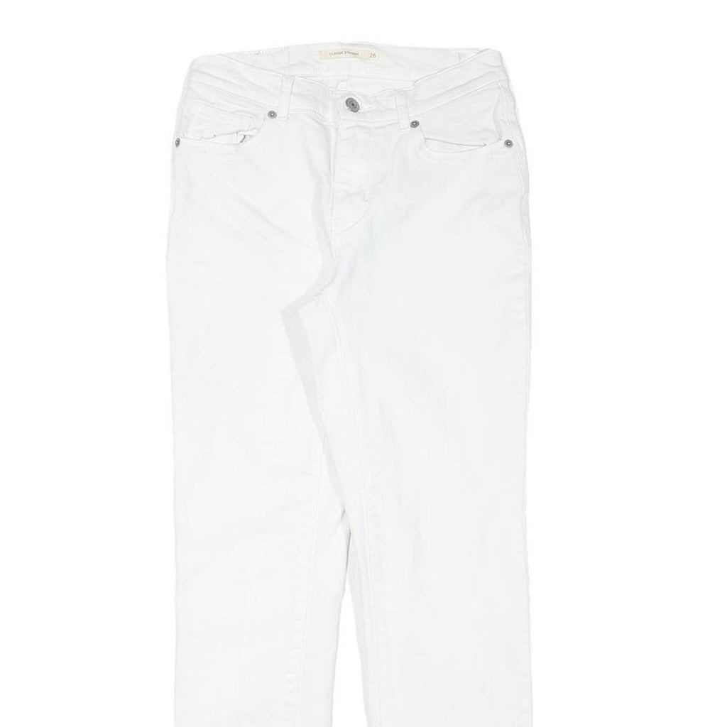 LEVI'S Womens White Regular Fit Straight Denim Jeans W25 L27 Cotton Blend Zip