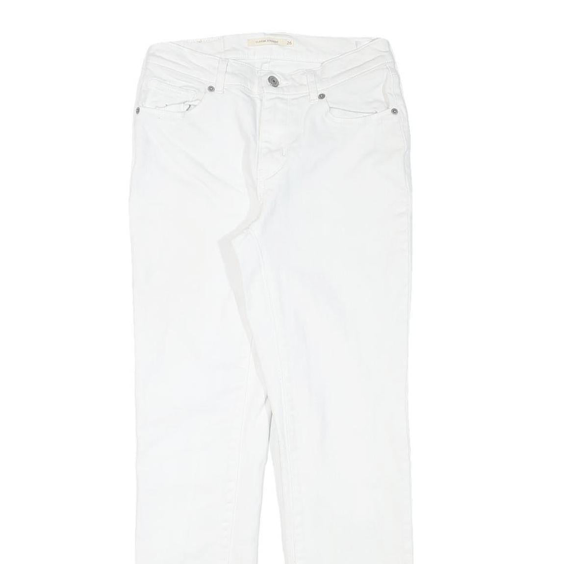 LEVI'S Womens White Regular Fit Straight Denim Jeans W25 L27 Cotton Blend Zip