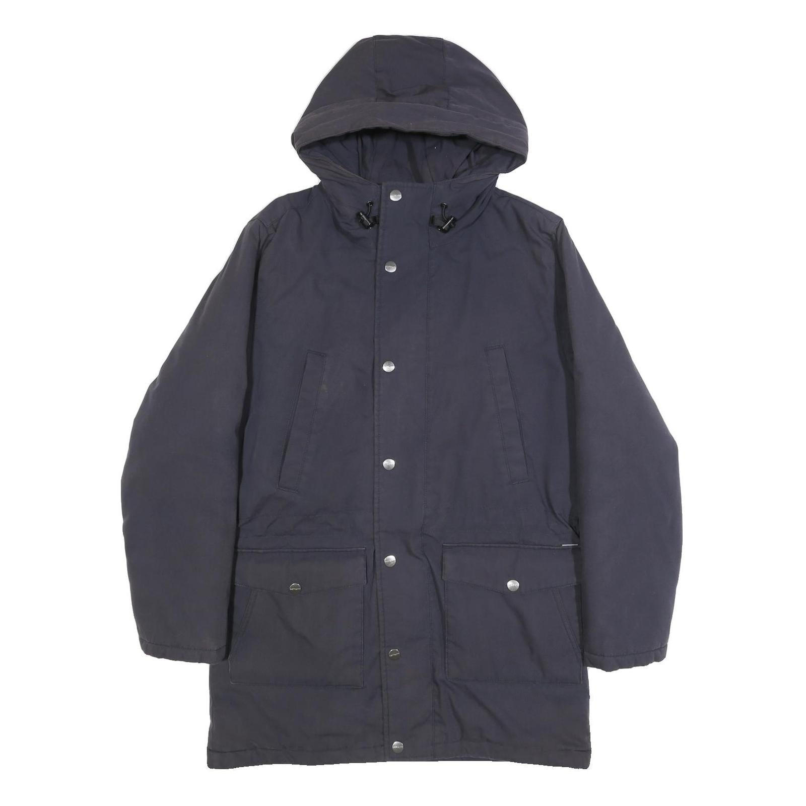 CARHARTT WIP Mens Navy Blue Hooded Cotton Blend Jacket S Zip Casual Outerwear