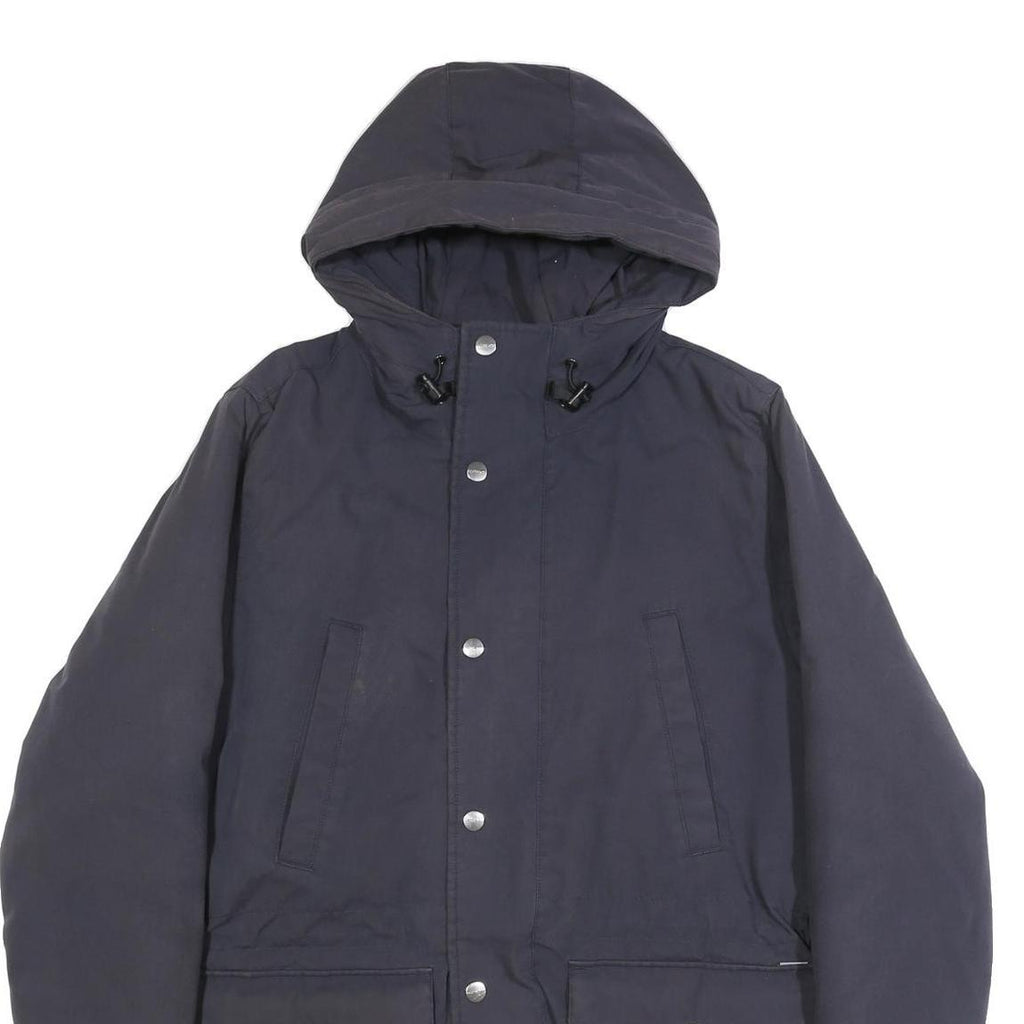 CARHARTT WIP Mens Navy Blue Hooded Cotton Blend Jacket S Zip Casual Outerwear